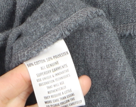 Superdry Men's Grey V-Neck Graphic Pullover Jumper M