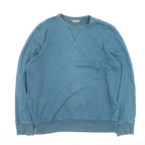 Marks and Spencer Men's Blue Cotton Crew Neck Pullover Jumper Size L