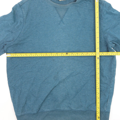 Marks and Spencer Men's Blue Cotton Crew Neck Pullover Jumper Size L