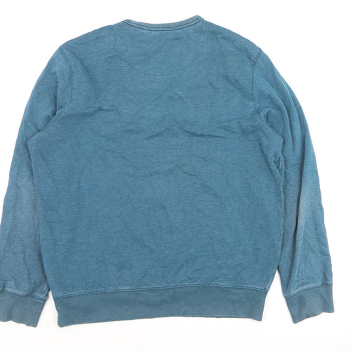 Marks and Spencer Men's Blue Cotton Crew Neck Pullover Jumper Size L