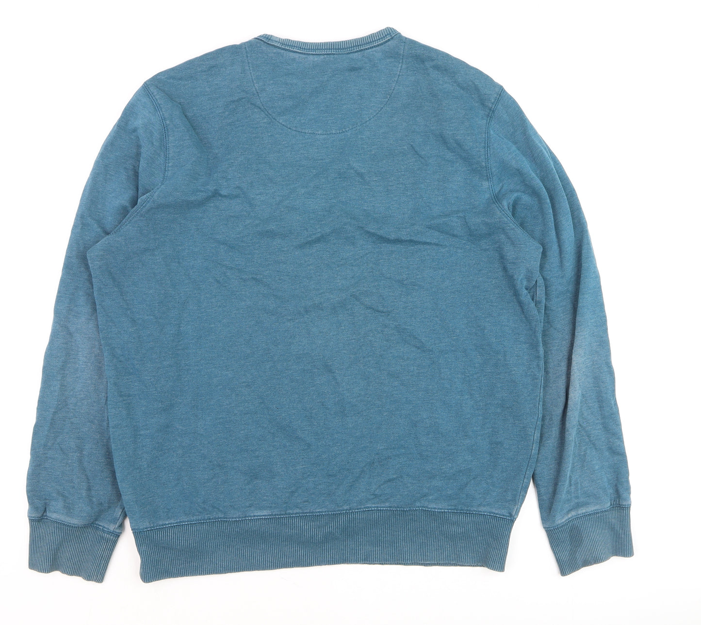 Marks and Spencer Men's Blue Cotton Crew Neck Pullover Jumper Size L