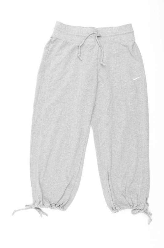 Nike Women's Grey Cropped Jogger Trousers Size Small Lightweight
