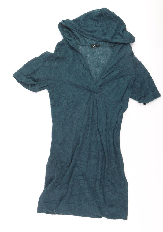 ASOS Women's Green Alpaca Blend Hooded Tunic Jumper Size 10