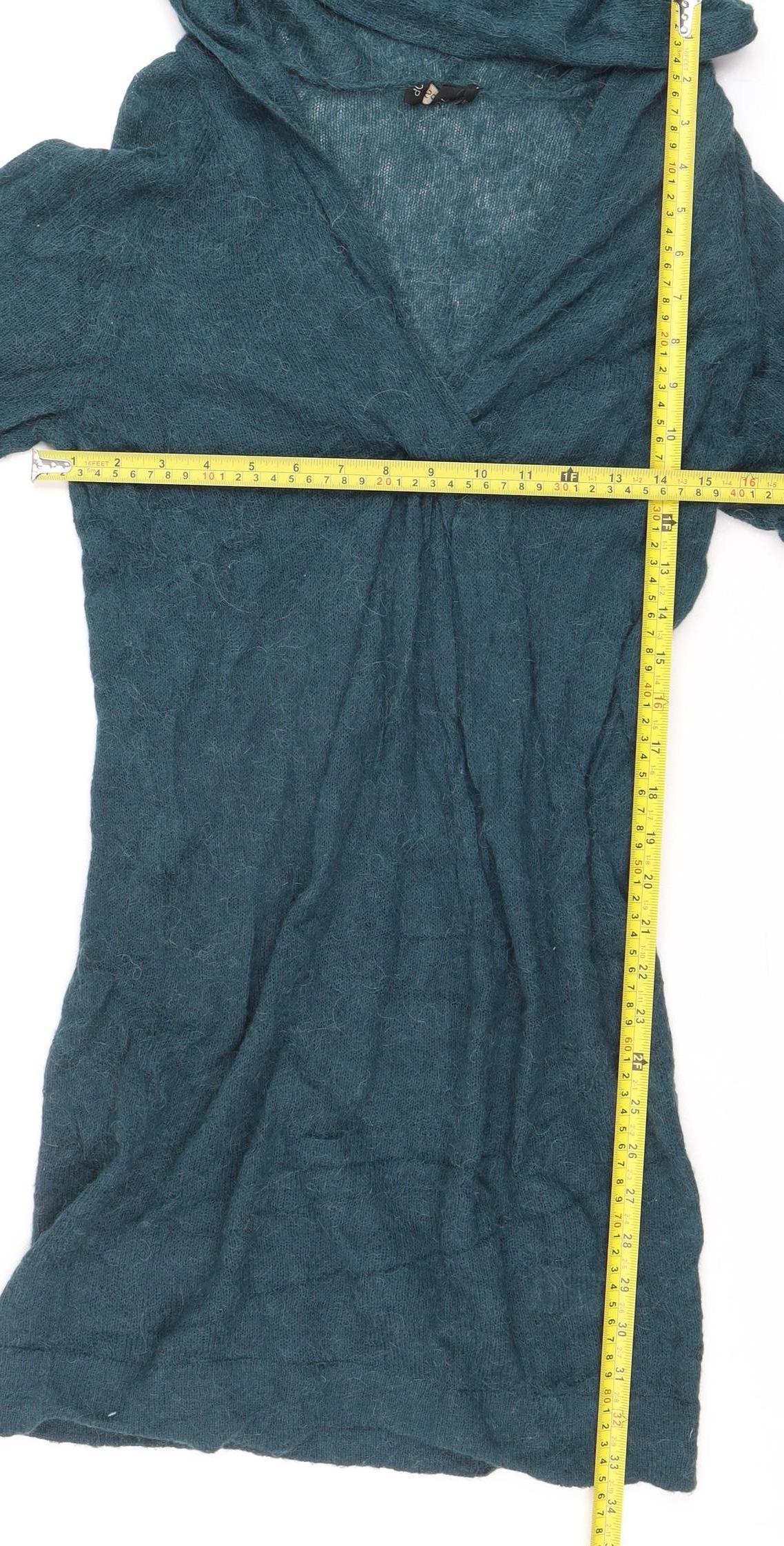 ASOS Women's Green Alpaca Blend Hooded Tunic Jumper Size 10
