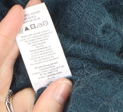 ASOS Women's Green Alpaca Blend Hooded Tunic Jumper Size 10