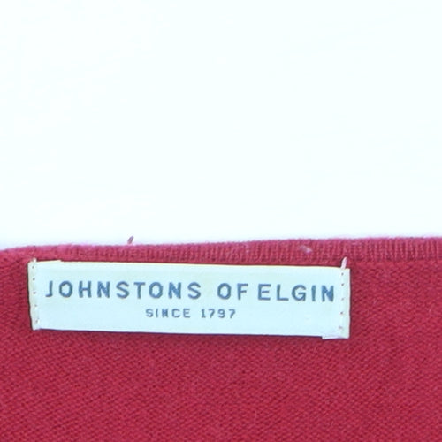 Johnstons of Elgin Women's Red V-Neck Wool Silk Cashmere Jumper Small