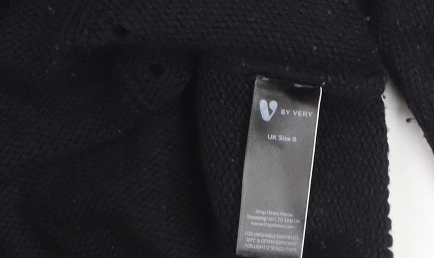 Very Women's Black Ruffle Crochet Knit Jumper Size 8