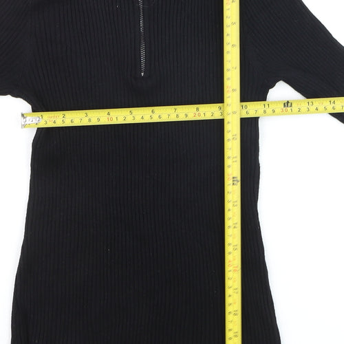 Verve Ami Women’s Black Mock Neck Ribbed Knit Zip Top Size S