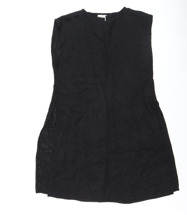 Masai Women Black Open Knit Sleeveless Vest Medium