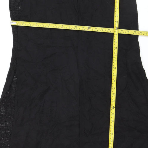 Masai Women Black Open Knit Sleeveless Vest Medium