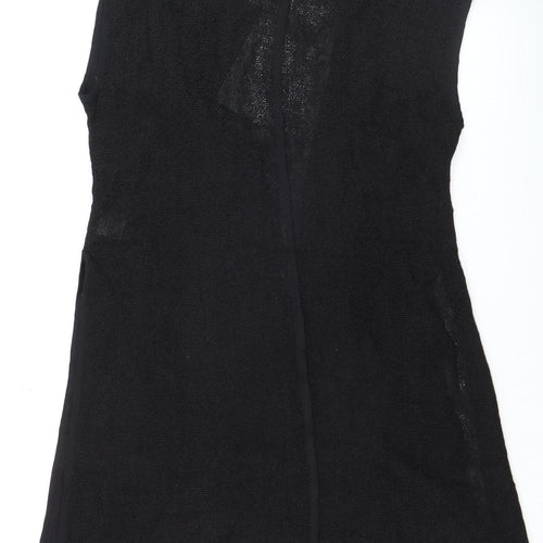 Masai Women Black Open Knit Sleeveless Vest Medium