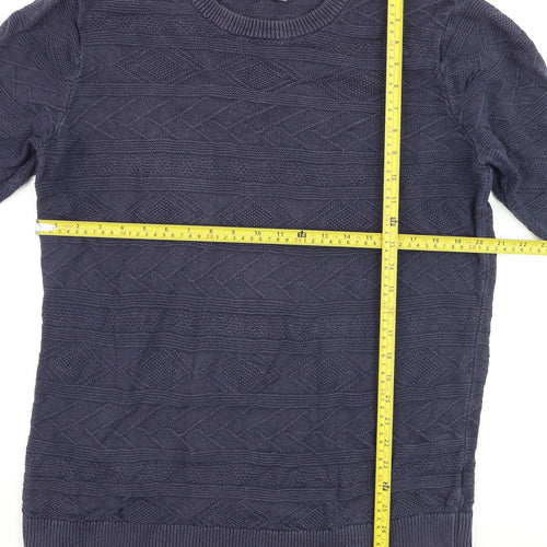 Old Navy Men's Blue XL Cable-Knit Cotton Crew Neck Jumper