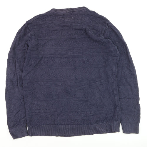Old Navy Men's Blue XL Cable-Knit Cotton Crew Neck Jumper