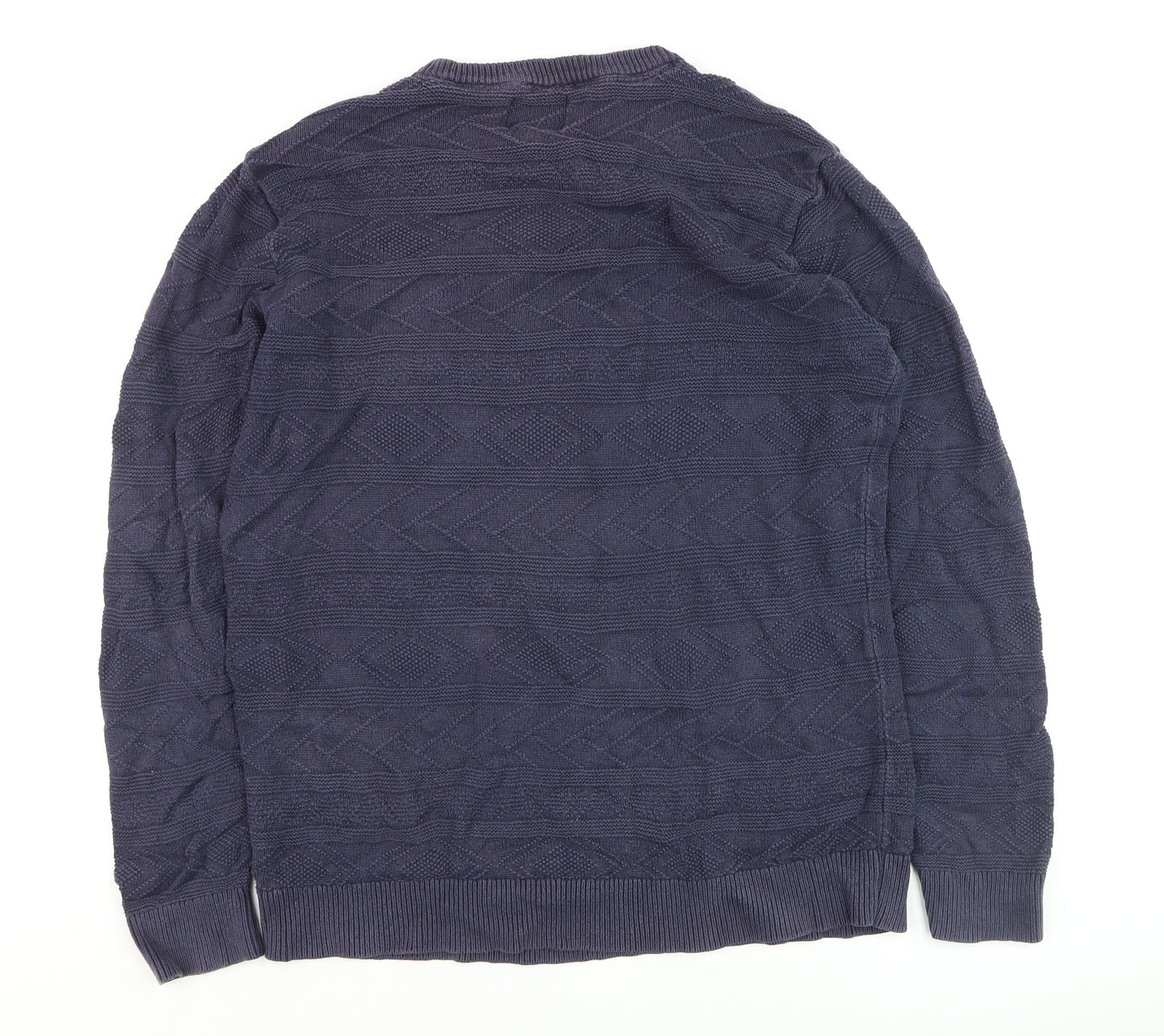 Old Navy Men's Blue XL Cable-Knit Cotton Crew Neck Jumper