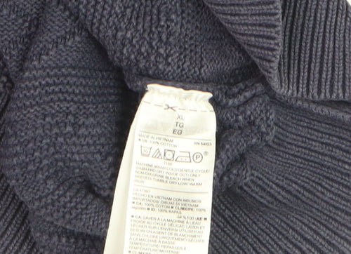 Old Navy Men's Blue XL Cable-Knit Cotton Crew Neck Jumper