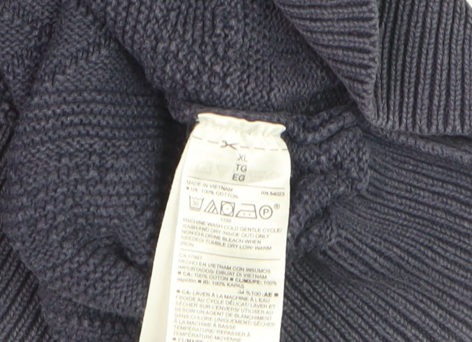 Old Navy Men's Blue XL Cable-Knit Cotton Crew Neck Jumper