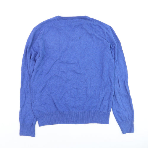 Polo Ralph Lauren Men's Blue XL V-Neck Cotton Jumper
