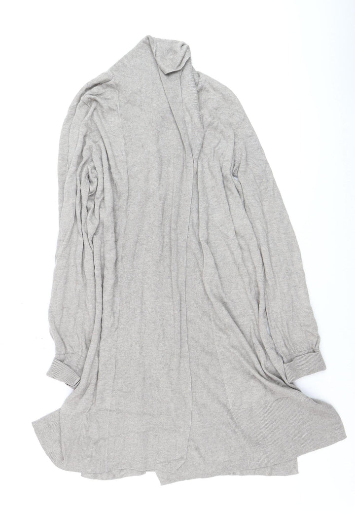 Next Women Grey Medium Open Front Long Sleeve Knit Cardigan
