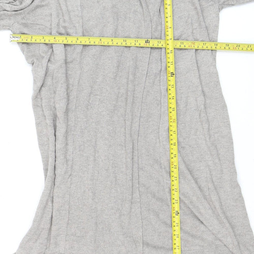 Next Women Grey Medium Open Front Long Sleeve Knit Cardigan
