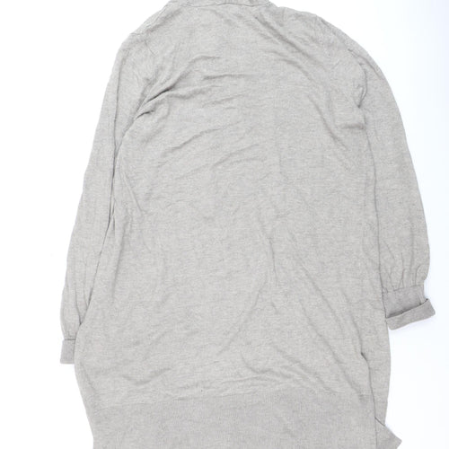 Next Women Grey Medium Open Front Long Sleeve Knit Cardigan