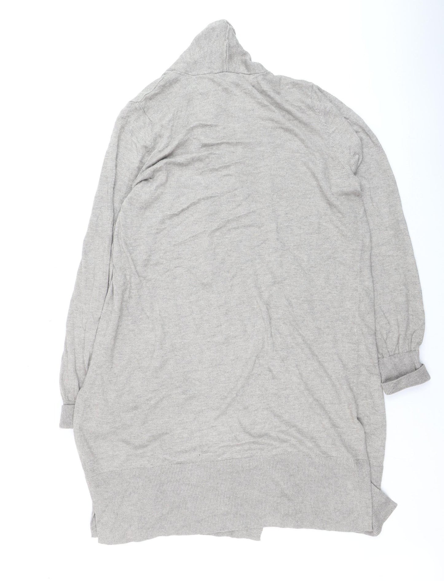 Next Women Grey Medium Open Front Long Sleeve Knit Cardigan