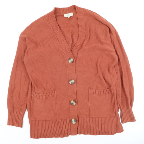 LOFT Outlet Women's Rust Cardigan L Cotton Button Knit