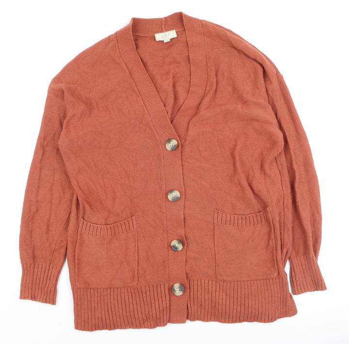 LOFT Outlet Women's Rust Cardigan L Cotton Button Knit