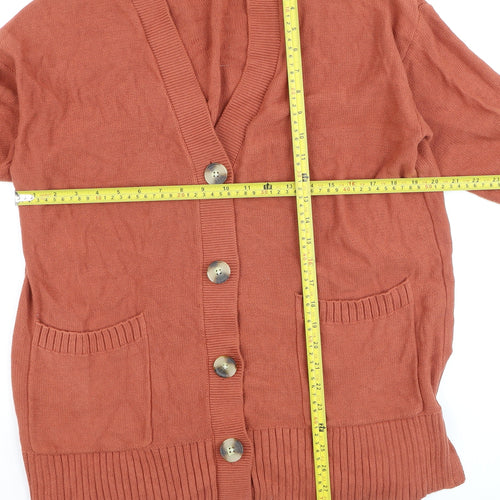 LOFT Outlet Women's Rust Cardigan L Cotton Button Knit