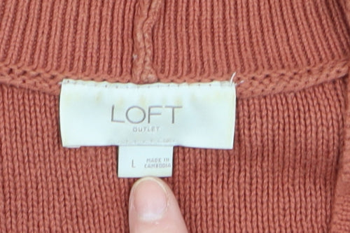 LOFT Outlet Women's Rust Cardigan L Cotton Button Knit