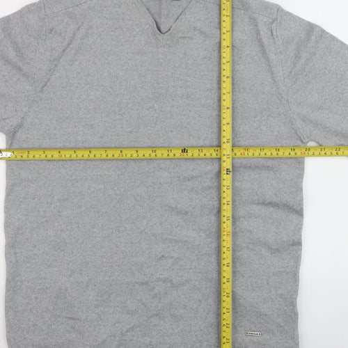 River Island Men's Grey V-Neck Merino Wool Blend Jumper M