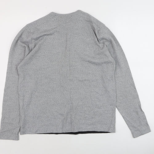 River Island Men's Grey V-Neck Merino Wool Blend Jumper M