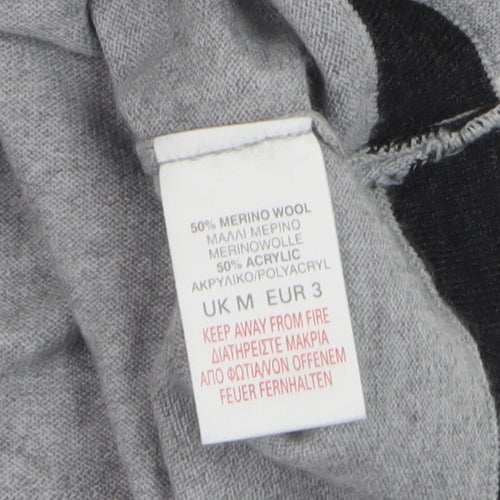 River Island Men's Grey V-Neck Merino Wool Blend Jumper M