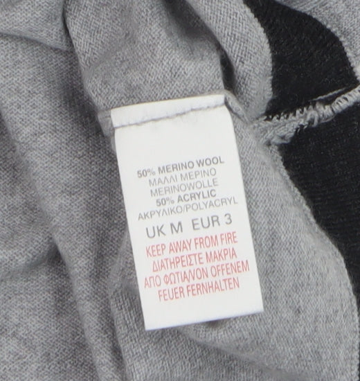 River Island Men's Grey V-Neck Merino Wool Blend Jumper M