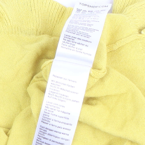 Topshop Women’s Yellow Knit Sleeveless Ruffle Hem Tank Top Size 10