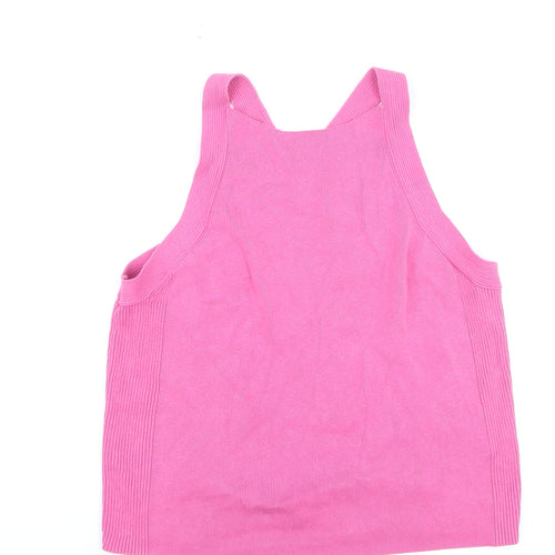 Marks and Spencer Women Pink Halter Knit Tank Top Size 16