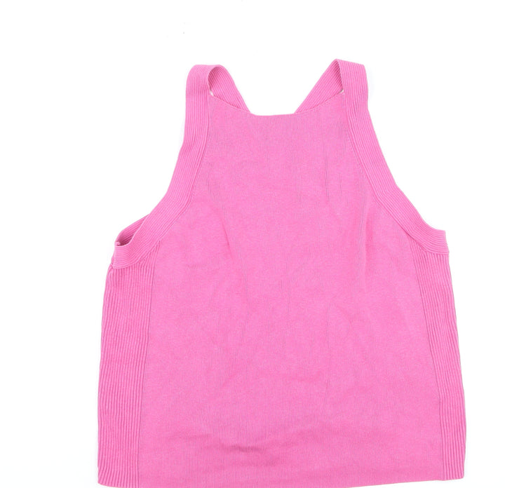 Marks and Spencer Women Pink Halter Knit Tank Top Size 16