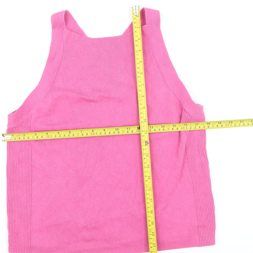 Marks and Spencer Women Pink Halter Knit Tank Top Size 16