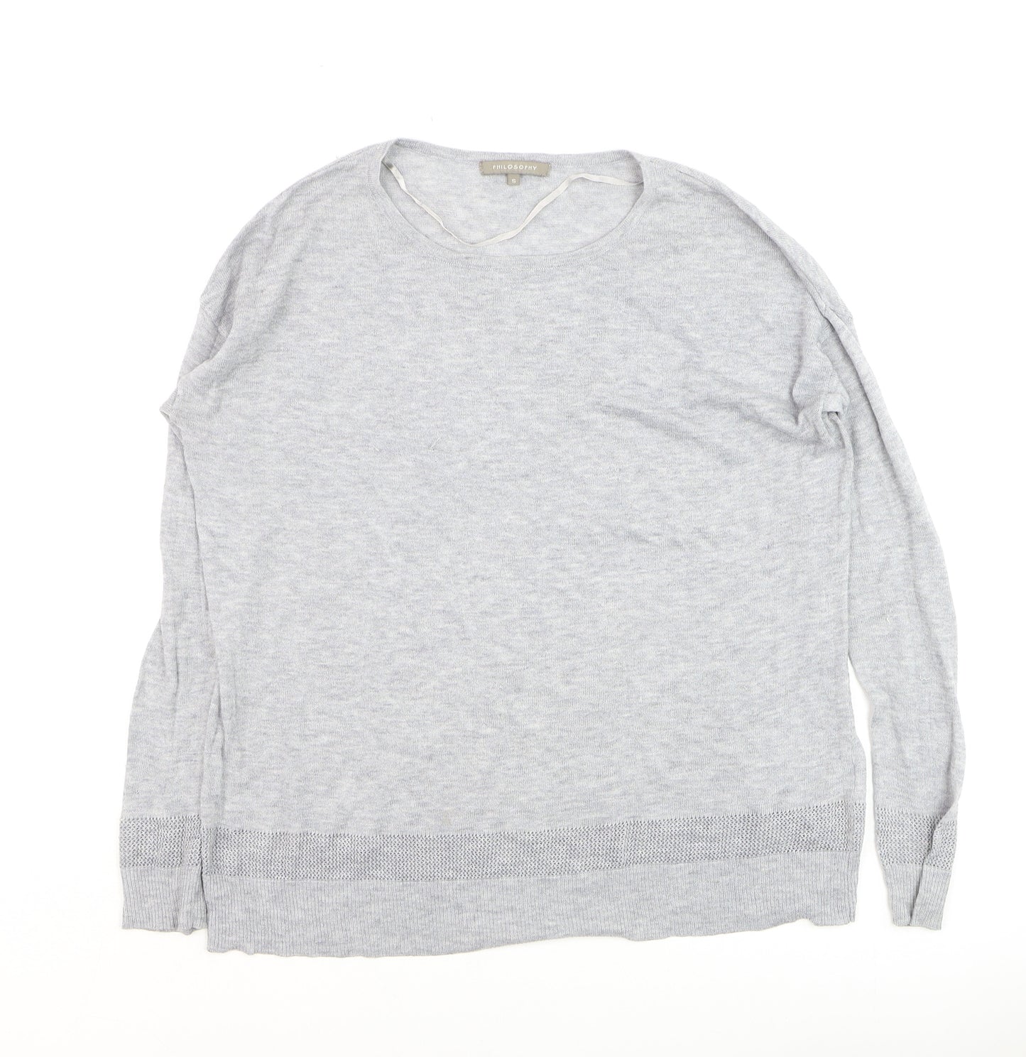 Philosophy Womens Grey Small Crew Neck Long Sleeve Pullover Jumper