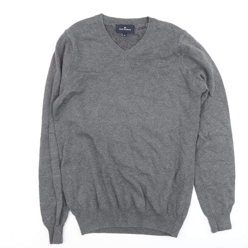 Marks and Spencer Blue Harbour Men's Grey XS V-Neck Cotton Jumper