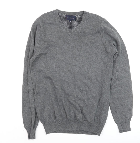 Marks and Spencer Blue Harbour Men's Grey XS V-Neck Cotton Jumper
