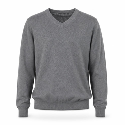 Marks and Spencer Blue Harbour Men's Grey XS V-Neck Cotton Jumper