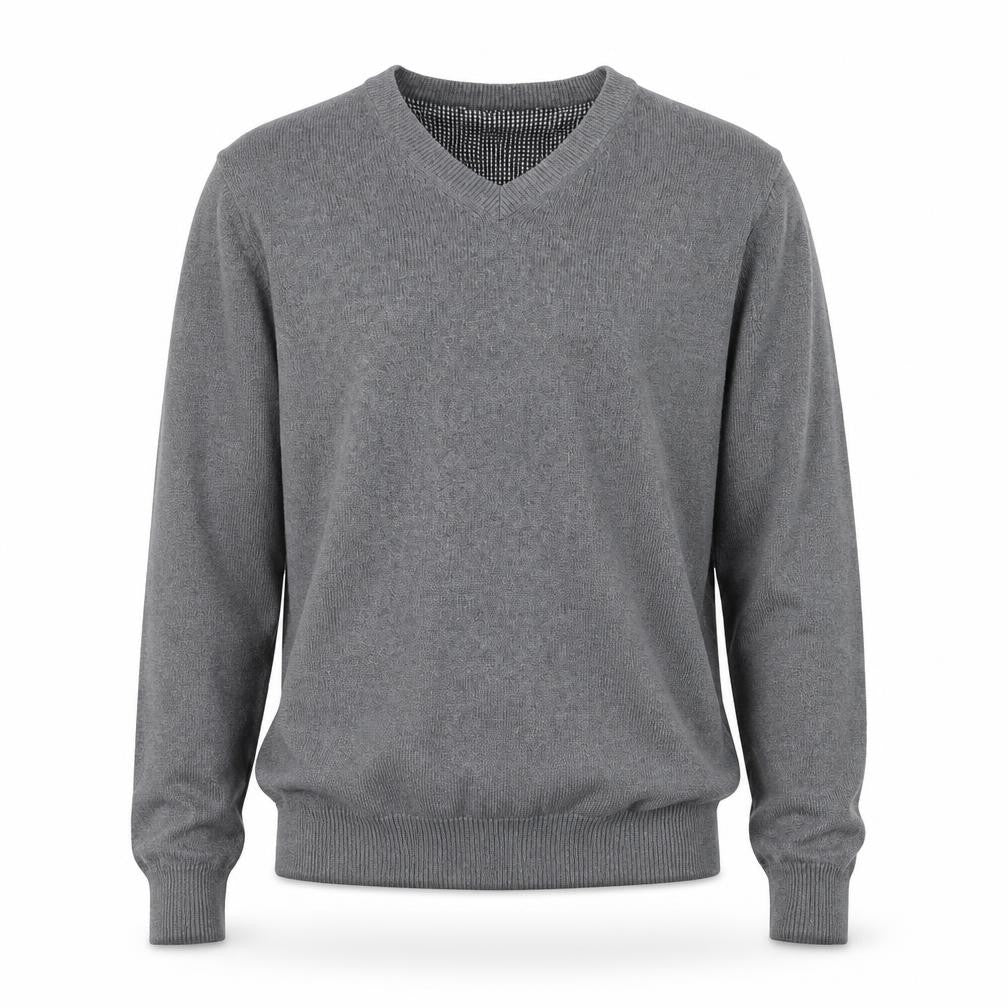 Marks and Spencer Blue Harbour Men's Grey XS V-Neck Cotton Jumper