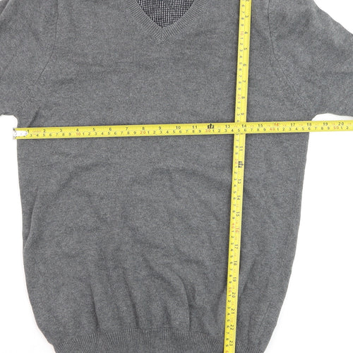 Marks and Spencer Blue Harbour Men's Grey XS V-Neck Cotton Jumper