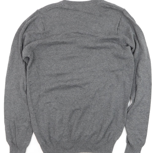 Marks and Spencer Blue Harbour Men's Grey XS V-Neck Cotton Jumper