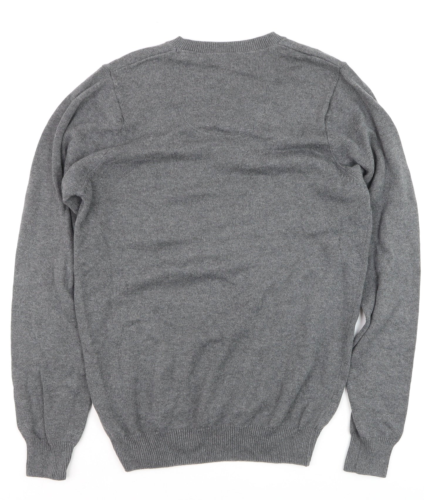 Marks and Spencer Blue Harbour Men's Grey XS V-Neck Cotton Jumper