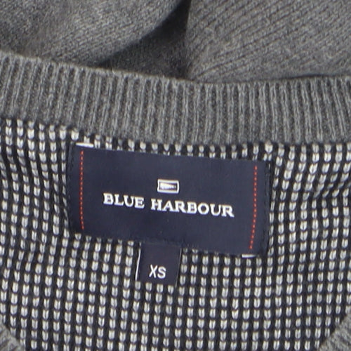 Marks and Spencer Blue Harbour Men's Grey XS V-Neck Cotton Jumper