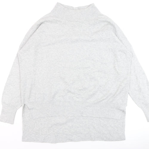 French Connection Men's Grey Mock Neck Wool Blend Jumper Size M