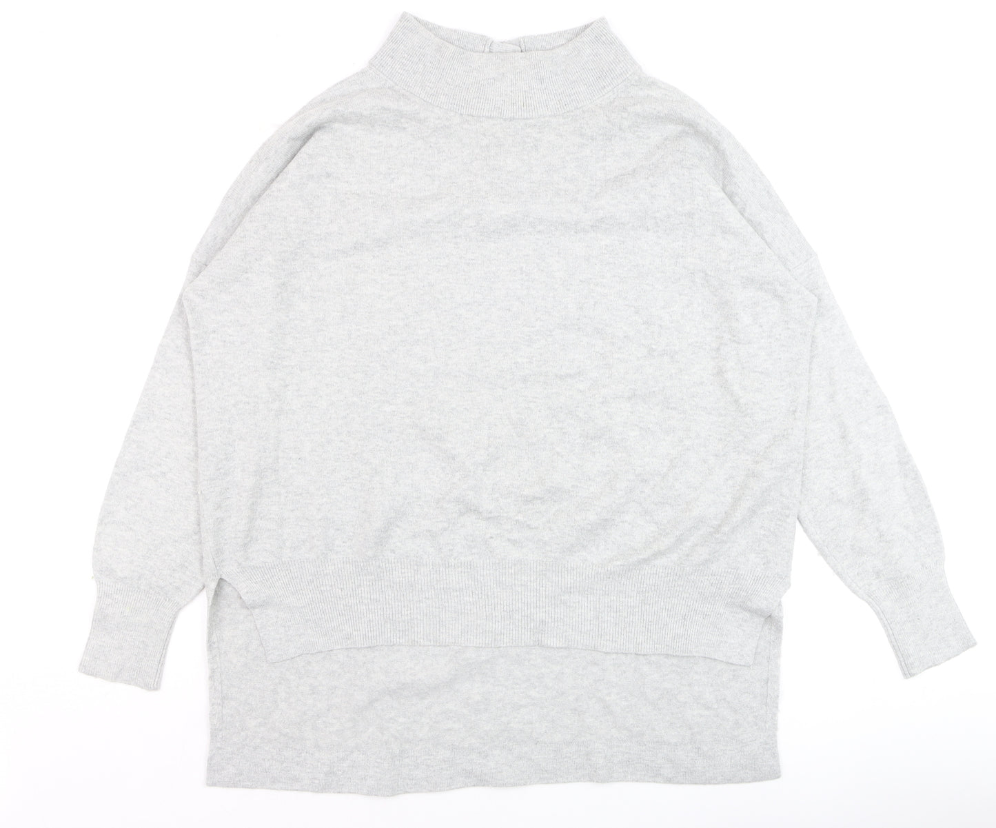 French Connection Men's Grey Mock Neck Wool Blend Jumper Size M
