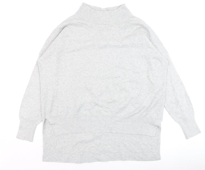 French Connection Men's Grey Mock Neck Wool Blend Jumper Size M