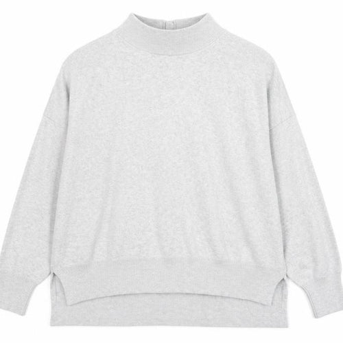 French Connection Men's Grey Mock Neck Wool Blend Jumper Size M